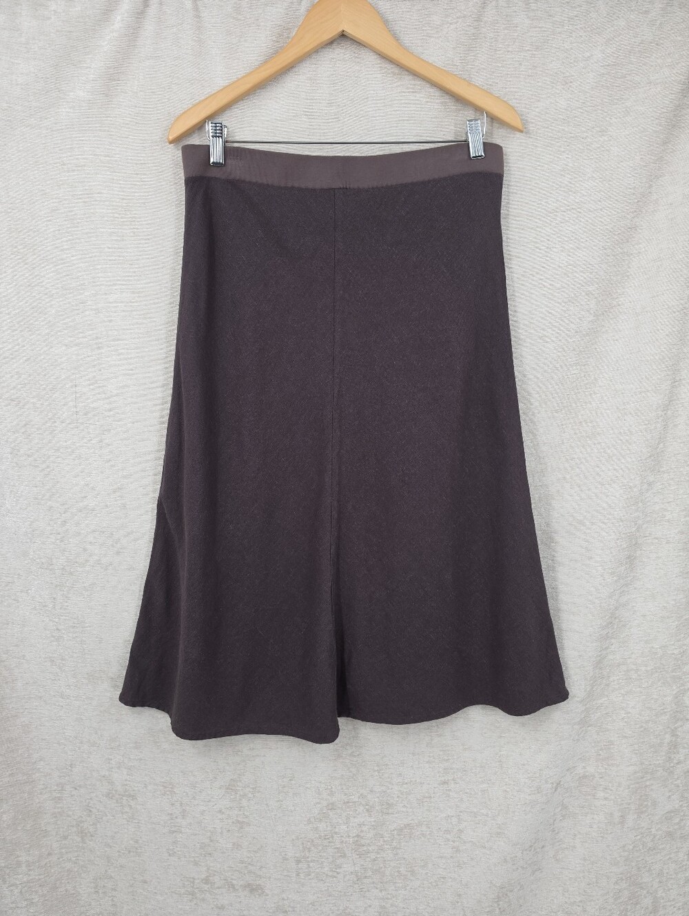 Mod-o-doc Women’s Brown A-Line Linen Midi Skirt with Knit Elastic Waistband NEW